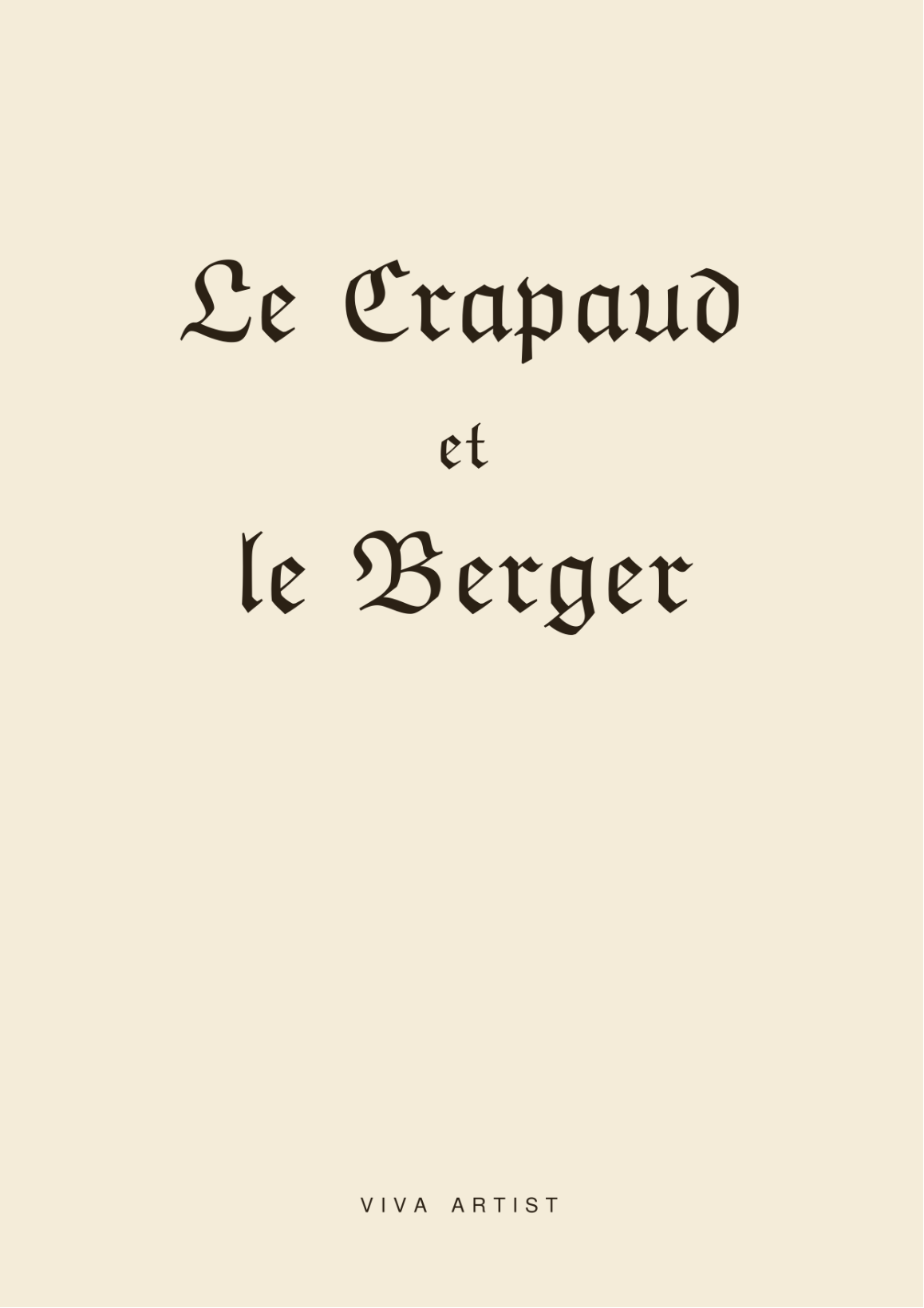 Couverture — Le Crapaud et le Berger, VIVA ARTIST